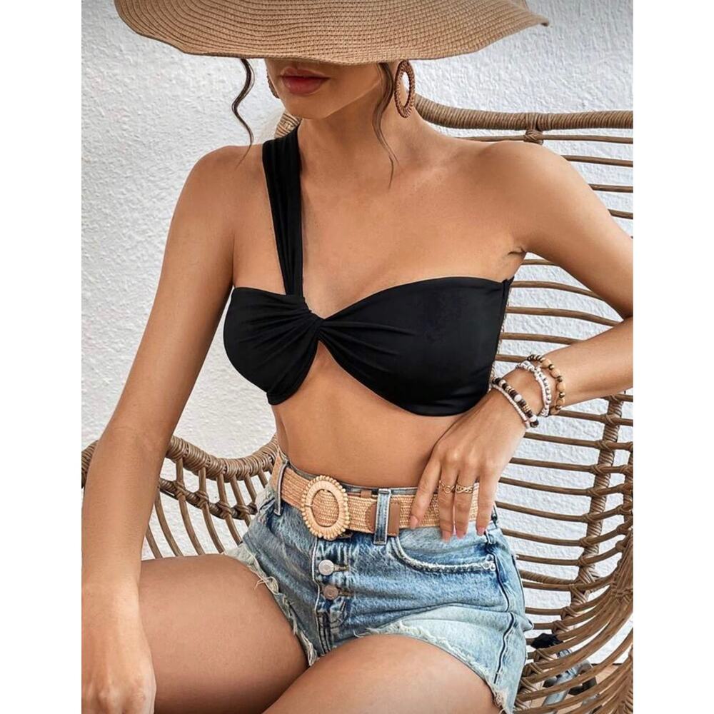 Shein: Black One Shoulder Bandeau